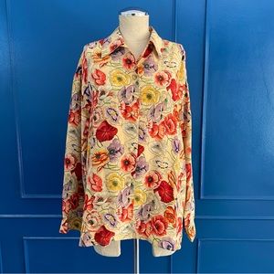 Vintage Silk Poppy Print Shirt